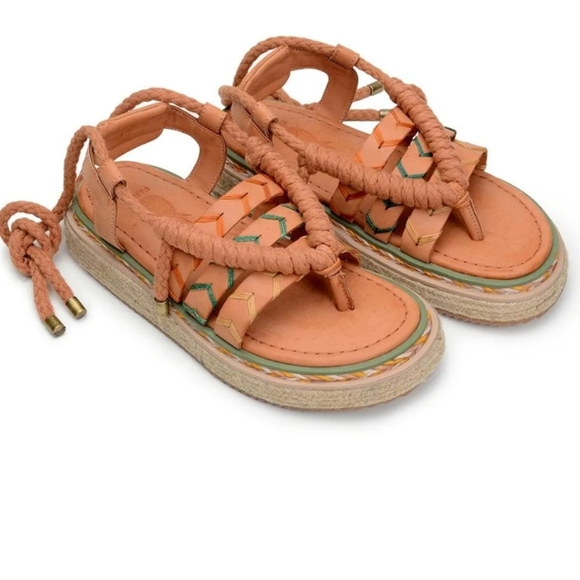 FARM Rio Shoes - NWT Farm Rio Sand Rope Tie Vegan Leather Tropical Platform Sandal shoes size 10